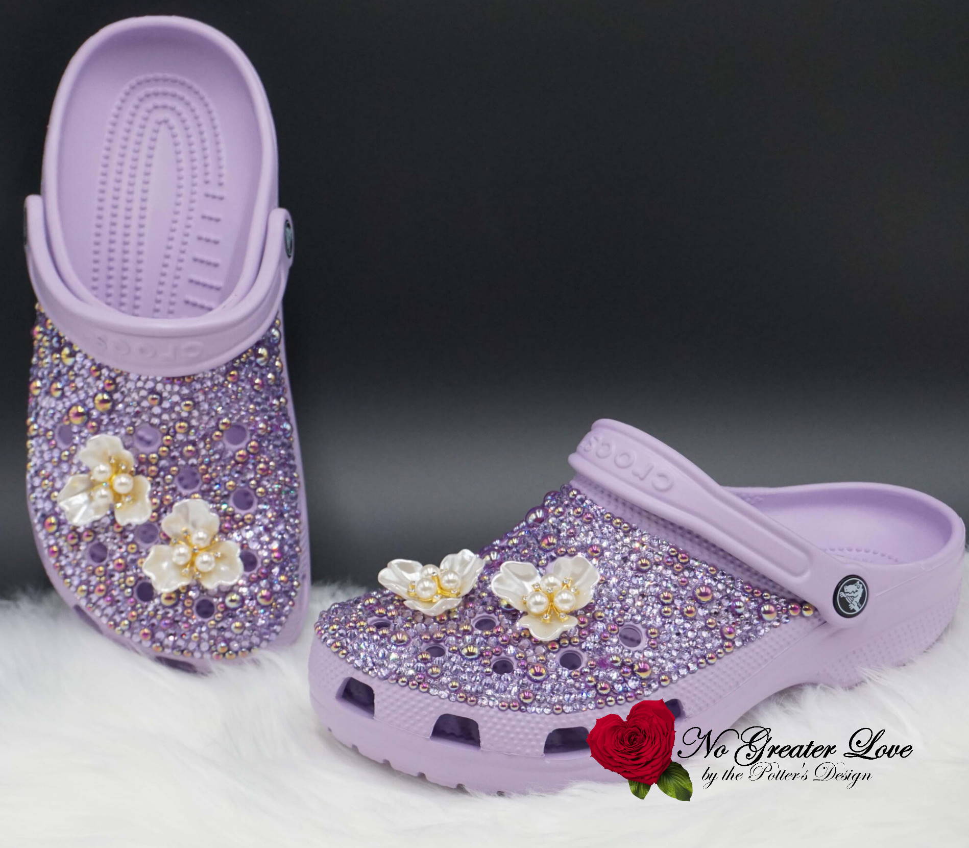 Gucci & Louis Vuitton inspired Crocs by Blessed 2 Bling